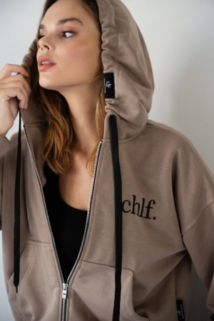 Džemperis su gobtuvu „CHLF“ | Taupe