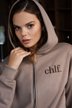 Džemperis su gobtuvu „CHLF“ | Mocha